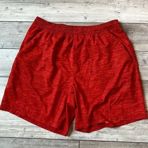 Never-worn red lulu lemon workout shorts!